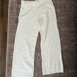 Cozy Cream Cable Knit Pants